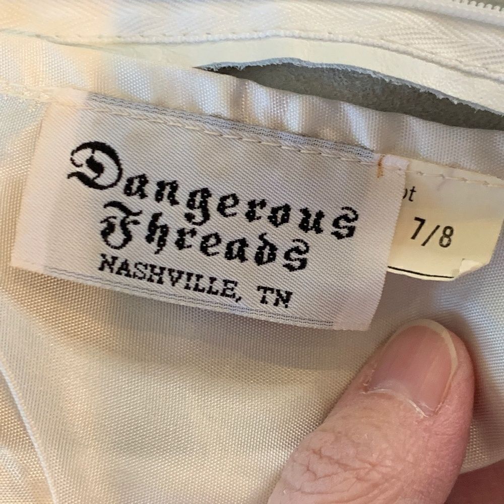 Dangerous Threads Women's 8 white leather with gold bead neck thin strap dress - Picture 11 of 16